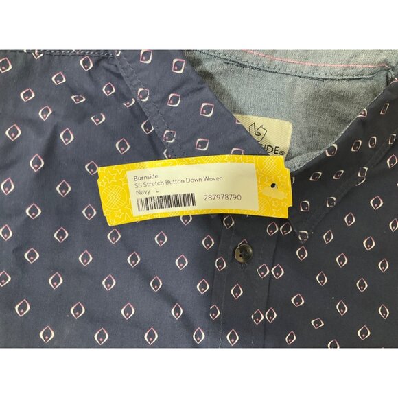 NWT Burnside Boy's Stretch Button Down Woven Shirt Navy  Large (US: 14-16) - Picture 7 of 9